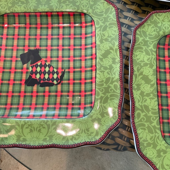 222 FIFTH Christmas Argyle Scotty Scottish Terrier Dog Dinner Plates Platter - 4 - Picture 3 of 7